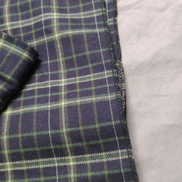 Montbell Plaid Button Up Shirt Cropped Women's Green Blue Tartan Plaid Wool - Picture 4 of 10